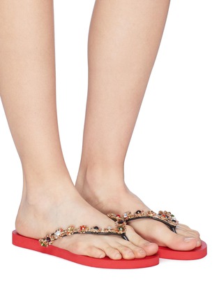 Figure View - Click To Enlarge - UZURII - 'Colorful Diana' crystal thong sandals