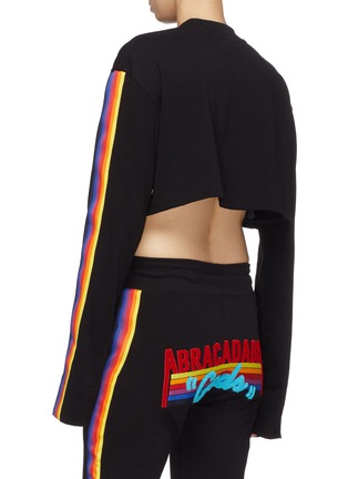Back View - Click To Enlarge - GCDS - 'Abracadabra' stripe sleeve Chenille patch cropped top