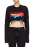 Main View - Click To Enlarge - GCDS - 'Abracadabra' stripe sleeve Chenille patch cropped top