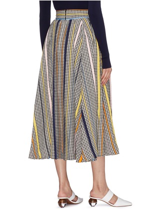 Back View - Click To Enlarge - 72722 - Stripe wool houndstooth skirt