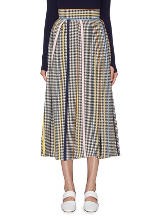 Main View - Click To Enlarge - 72722 - Stripe wool houndstooth skirt