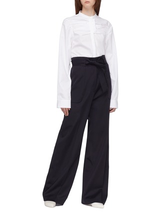 Figure View - Click To Enlarge - JIL SANDER - Belted twill wide leg pants