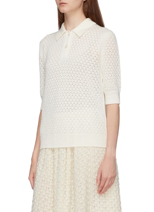 Front View - Click To Enlarge - JIL SANDER - Crochet knit polo shirt