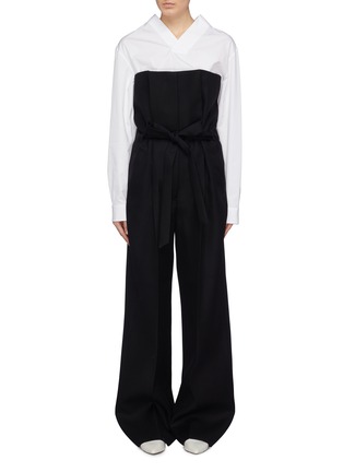 Main View - Click To Enlarge - JIL SANDER - 'Frederick' belted extended waist panel wide leg pants