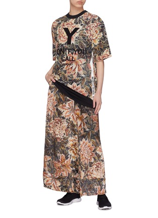 Figure View - Click To Enlarge - Y-3 - 3-Stripes outseam floral print wide leg track pants