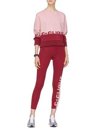 Figure View - Click To Enlarge - 10421 - 'Annuvolare 3' logo print stripe outseam performance leggings
