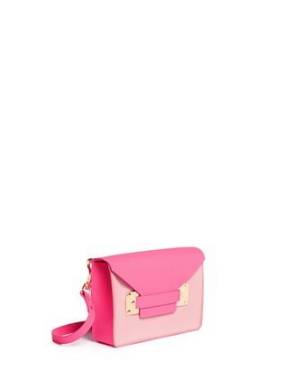 Front View - Click To Enlarge - SOPHIE HULME - 'Milner Mini' colourblock leather envelope crossbody bag