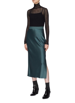 Figure View - Click To Enlarge - THEORY - Side split satin slip skirt