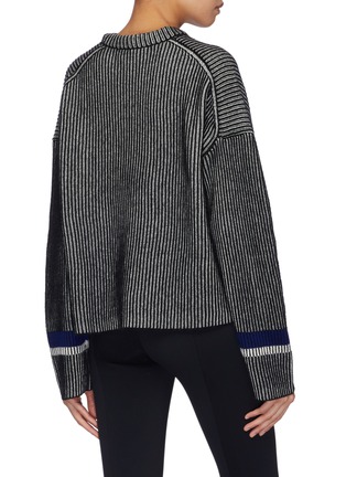 Back View - Click To Enlarge - THEORY - Colourblocked cuff stripe oversized cashmere sweater