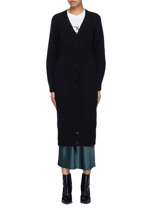 Main View - Click To Enlarge - THEORY - Sculpted sleeve Merino wool rib knit long cardigan