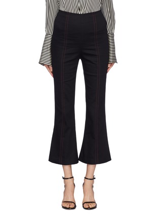 Main View - Click To Enlarge - C/MEO COLLECTIVE - 'Harmonious' contrast topstitching cropped flared pants
