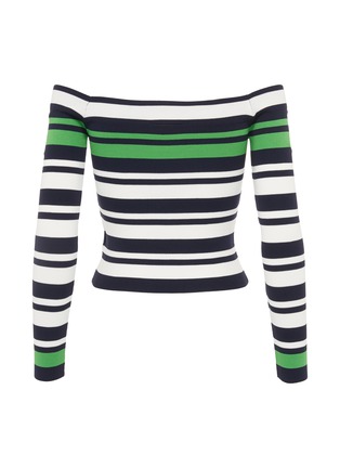Back View - Click To Enlarge - TOPSHOP - Variegated stripe rib knit off-shoulder top