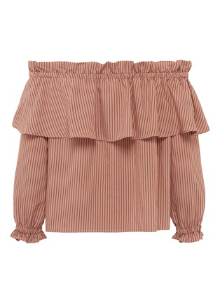 Back View - Click To Enlarge - TOPSHOP - Stripe ruffle off-shoulder top