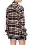 Back View - Click To Enlarge - GROUND ZERO - Staggered hem tartan plaid flannel unisex shirt