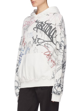Front View - Click To Enlarge - GROUND ZERO - Graffiti print reversed unisex hoodie