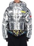 Main View - Click To Enlarge - GROUND ZERO - 'Logo' slogan logo print metallic down puffer jacket