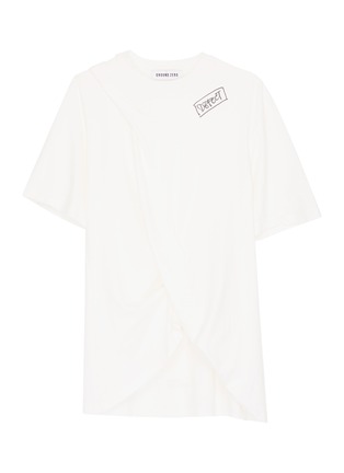 Main View - Click To Enlarge - GROUND ZERO - 'Defect' graffiti print asymmetric drape distressed unisex T-shirt