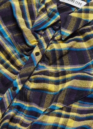  - GROUND ZERO - Puff shoulder tartan plaid flannel peplum shirt