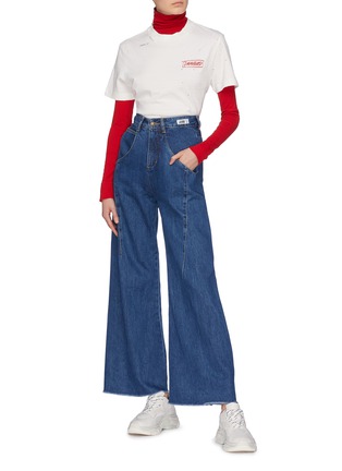 Figure View - Click To Enlarge - GROUND ZERO - Panelled wide leg jeans