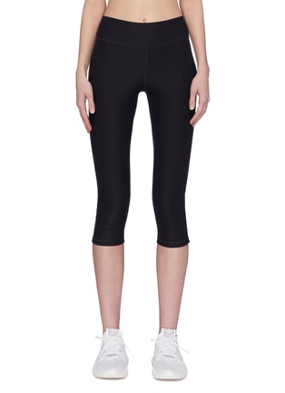 Main View - Click To Enlarge - THE UPSIDE - 'NYC' logo stripe outseam cropped compression leggings