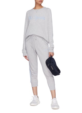 Figure View - Click To Enlarge - THE UPSIDE - 'St Tropez' stripe outseam logo embroidered jogging pants