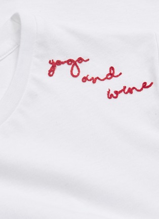  - THE UPSIDE - 'Yoga and Wine' slogan embroidered T-shirt