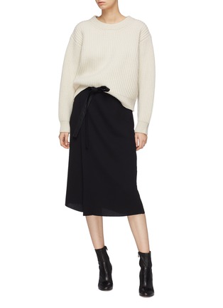 Figure View - Click To Enlarge - VINCE - Belted wrap midi skirt