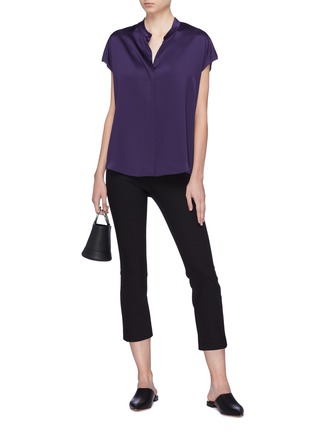 Figure View - Click To Enlarge - VINCE - Split back silk sleeveless shirt