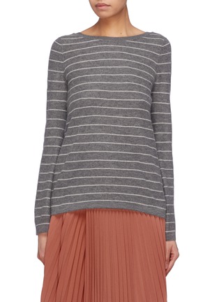 Main View - Click To Enlarge - VINCE - Bell sleeve scoop back stripe cashmere sweater