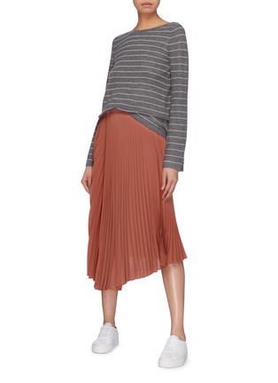 Figure View - Click To Enlarge - VINCE - Bell sleeve scoop back stripe cashmere sweater