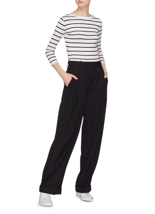 Figure View - Click To Enlarge - VINCE - Stripe Pima cotton long sleeve T-shirt