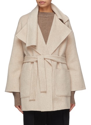 Main View - Click To Enlarge - VINCE - Belted wool blend melton blanket coat