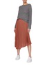 Figure View - Click To Enlarge - VINCE - Asymmetric pleated crepe skirt