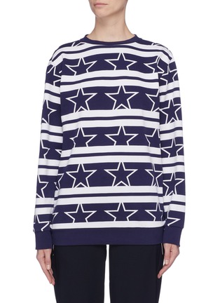 Main View - Click To Enlarge - CALVIN KLEIN PERFORMANCE - Stripe star print sweatshirt