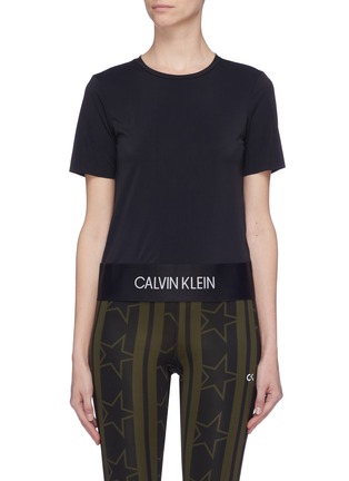 Main View - Click To Enlarge - CALVIN KLEIN PERFORMANCE - Slit back logo hem cropped performance T-shirt