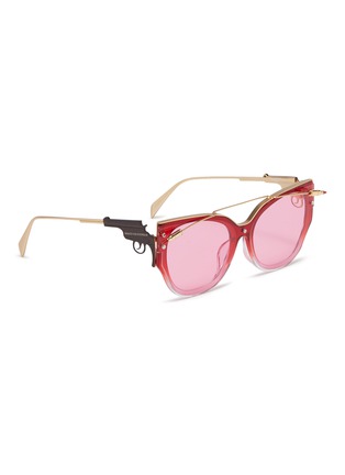 Figure View - Click To Enlarge - WHATEVER EYEWEAR - Lipstick brow bar acetate front metal round sunglasses