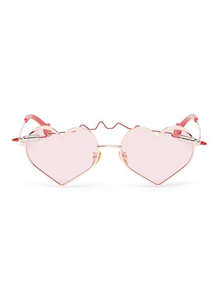 Main View - Click To Enlarge - WHATEVER EYEWEAR - Lipstick brow bar metal heart frame sunglasses