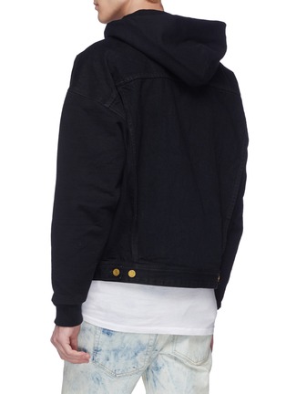 Back View - Click To Enlarge - FEAR OF GOD - Contrast sleeve hooded denim trucker jacket