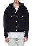 Main View - Click To Enlarge - FEAR OF GOD - Contrast sleeve hooded denim trucker jacket