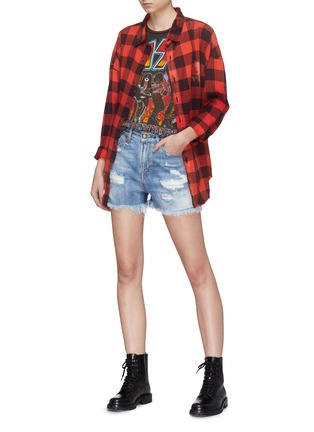 Figure View - Click To Enlarge - R13 - 'Shredded Slouch' frayed ripped denim shorts