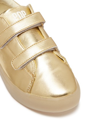 Detail View - Click To Enlarge - POP SHOES - 'St Laurent' LED midsole metallic leather kids sneakers