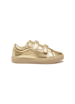 Main View - Click To Enlarge - POP SHOES - 'St Laurent' LED midsole metallic leather kids sneakers