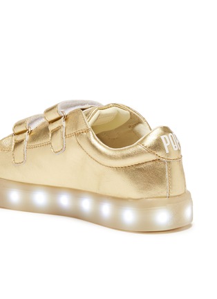 Figure View - Click To Enlarge - POP SHOES - 'St Laurent' LED midsole metallic leather kids sneakers