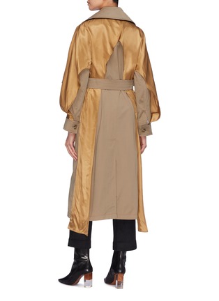 Back View - Click To Enlarge - KIMHĒKIM - 'Charlotte' belted satin drape panel twill trench coat