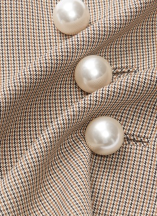 - KIMHĒKIM - 'Venus' faux pearl button gathered drape houndstooth corset