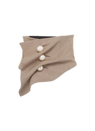 Main View - Click To Enlarge - KIMHĒKIM - 'Venus' faux pearl button gathered drape houndstooth corset