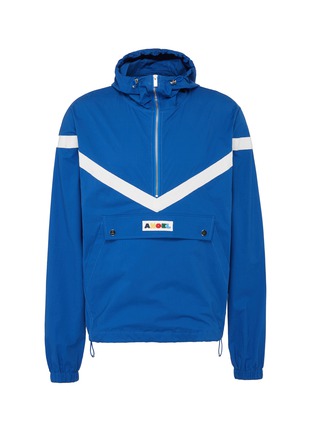 Main View - Click To Enlarge - ANGEL CHEN - Logo patch chevron stripe unisex half-zip hoodie