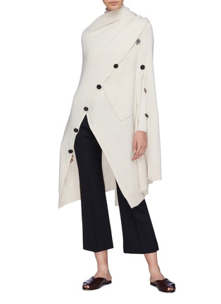 Figure View - Click To Enlarge - ROSETTA GETTY - Convertible button outseam cashmere cape cardigan