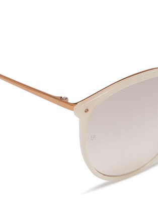 Detail View - Click To Enlarge - LINDA FARROW - Acetate front oversized metal round sunglasses