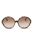 Main View - Click To Enlarge - LINDA FARROW - Oversized tortoiseshell acetate round sunglasses